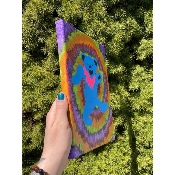 Grateful Dead Bear Canvas | Hand Painted | 8in x 10in - Picture 3 of 6